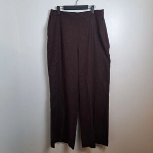 NEW Express Brown Linen Blend Wide Leg Super High Rise Elastic Waist Pants Sz L